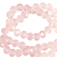 Facet kralen top quality disc 6x4 mm Primrose pink-pearl shine coating