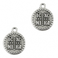 Metaal bedels DQ "ICXC NIKA" 15mm Antiek zilver (nikkelvrij)