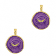TQ metaal brass bedels wings Gold-dark purple