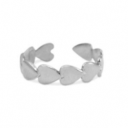 Ringen van Stainless steel Roestvrij staal (RVS) Heart Zilver