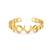 Ringen van Stainless steel Roestvrij staal (RVS) Love Goud