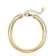 Armbanden van Stainless steel Roestvrij staal (RVS) 2 layer snake Goud