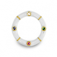 TQ metaal brass bedels tussenstuk zirkonia Gold-white