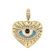 TQ metaal brass bedels eye of providence enamel Gold-blue