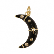 TQ metaal brass bedels moon enamel Gold-black
