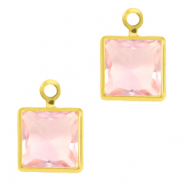 Hanger van crystal glas square Pink-gold
