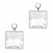 Hanger van crystal glas square Crystal-silver