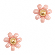 Miyuki bloemen kralen 8mm Salmon pink-gold