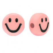 Acryl letterkralen smiley Vintage pink