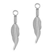 Bedels van Stainless steel Roestvrij staal (RVS) feather Zilver