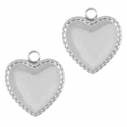 Bedels van Stainless steel Roestvrij staal (RVS) heart Zilver