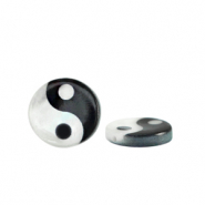 Schelp kralen special Yin & Yang symbol Black-white (natuurlijke kleur)