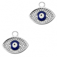 Bedels van Stainless steel Roestvrij staal (RVS) eye of providence enamel Silver-blue