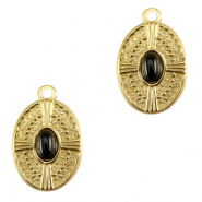 Bedels van Stainless steel Roestvrij staal (RVS) oval met natuursteen Gold-black