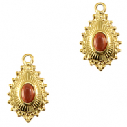 Bedels van Stainless steel Roestvrij staal (RVS) drop met natuursteen Gold-grand canyon red