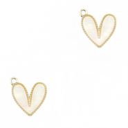 Hangers van Resin heart Gold-off white