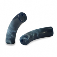 Kralen van acryl tube Dark midnight blue marble