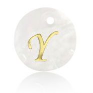 Schelp hanger special letter Y Gold-white (natuurlijke kleur)