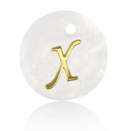 Schelp hanger special letter X Gold-white (natuurlijke kleur)