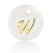 Schelp hanger special letter W Gold-white (natuurlijke kleur)