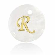 Schelp hanger special letter R Gold-white (natuurlijke kleur)