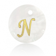 Schelp hanger special letter N Gold-white (natuurlijke kleur)