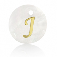 Schelp hanger special letter J Gold-white (natuurlijke kleur)