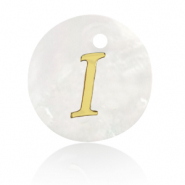 Schelp hanger special letter I Gold-white (natuurlijke kleur)