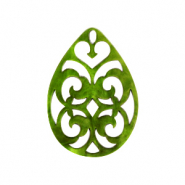 Hangers van resin druppel barok 38x27mm Guacamole green