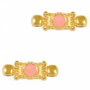 Metaal bedels DQ connector Goud-salmon pink (nikkelvrij)