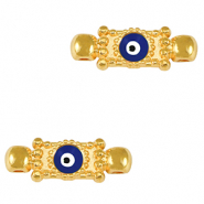 Metaal bedels DQ tussenstuk evil eye Goud-dark blue (nikkelvrij)