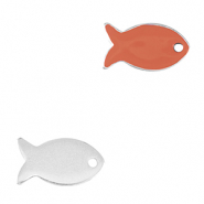 Metaal bedels DQ fish Antiek zilver-coral red (nikkelvrij)