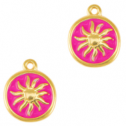 Metaal bedels DQ sun Goud-neon fuchsia pink (nikkelvrij)