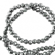 Facet kralen top quality rond 2mm Silver-pearl shine coating