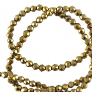 Facet kralen top quality rond 2mm Gold metallic-pearl shine coating