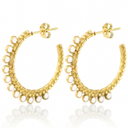 Oorbellen van Stainless steel Roestvrij staal (RVS) creolen 30mm Gold-white