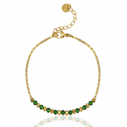 Armbanden van Stainless steel Roestvrij staal (RVS) Emerald blue-gold