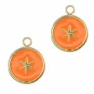Bedels van Stainless steel Roestvrij staal (RVS) ster Gold-neon orange