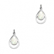 Bedels van Stainless steel Roestvrij staal (RVS) shell drop Silver-white (natuurlijke kleur)