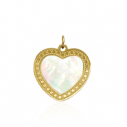 Bedels van Stainless steel Roestvrij staal (RVS) shell heart Gold-white (natuurlijke kleur)