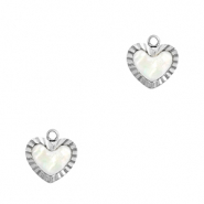 Bedels van Stainless steel Roestvrij staal (RVS) shell heart Silver-white (natuurlijke kleur)