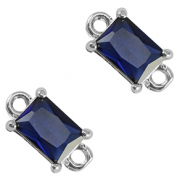 Crystal glas tussenstukken rectangle Royal blue-silver