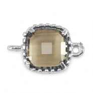 Crystal glas tussenstukken square Black diamond-silver