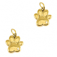 Bedels van Stainless steel Roestvrij staal (RVS) dog paw Gold
