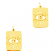 Bedels van Stainless steel Roestvrij staal (RVS) eye of providence rectangle Gold
