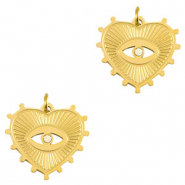 Bedels van Stainless steel Roestvrij staal (RVS) eye of providence heart Gold