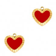 Bedels van Stainless steel Roestvrij staal (RVS) heart Gold-red