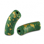 Kralen van acryl tube matt Dark green-gold