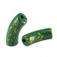 Kralen van acryl tube shiny Dark green-gold