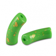 Kralen van acryl tube shiny Light green-gold